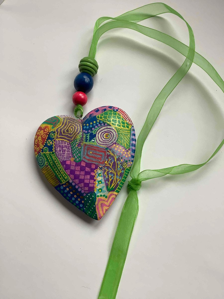 Hand painted wooden heart