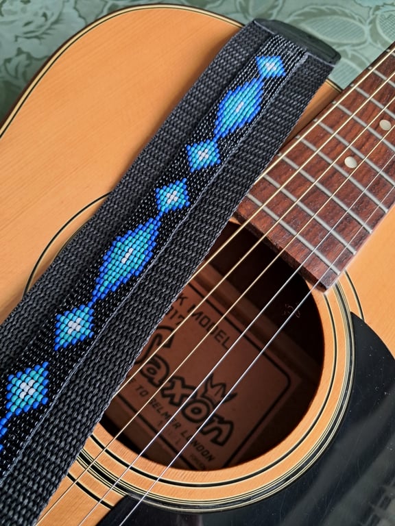 Beaded Guitar Strap Handcrafted Unique