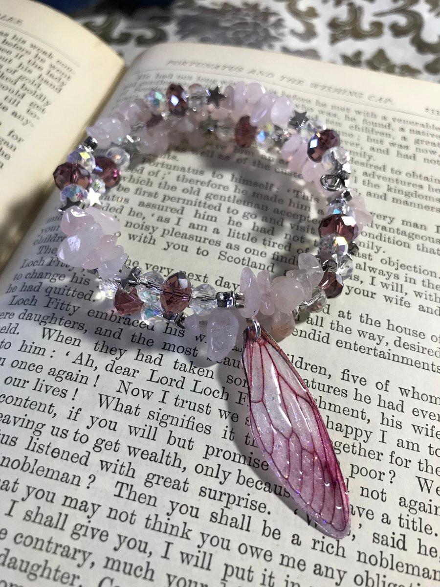 Rose Quartz Pink Fairy Wing Beaded Bracelet