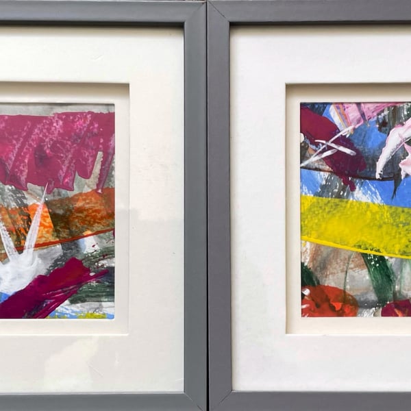 ‘Springtime’ - Pair of original framed abstract paintings