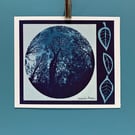 Tree in the Moon Blue Cyanotype Blueprint Print