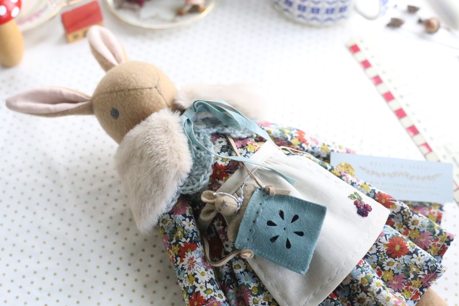 Autumn Heirloom Liberty bunny - Libby with blackberry embroidery