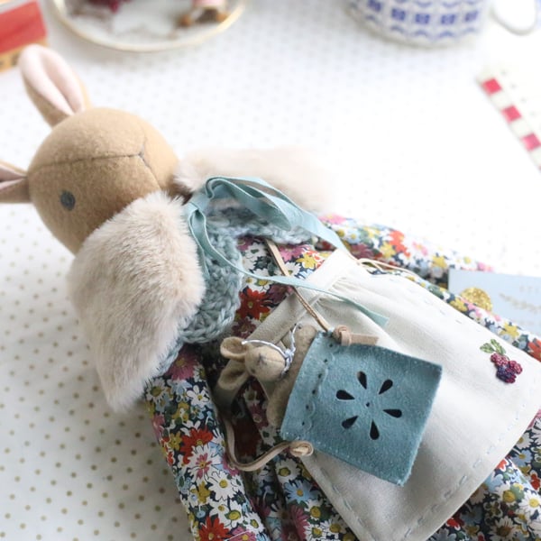 Autumn Heirloom Liberty bunny - Libby with blackberry embroidery
