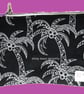Pouch Black with White Palm Tree Print.