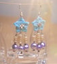 Freshwater Pearls Microcrochet Blue Florals Earrings