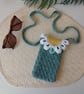 Crochet Cotton Daisy Glasses Case, Phone Case Sage Green