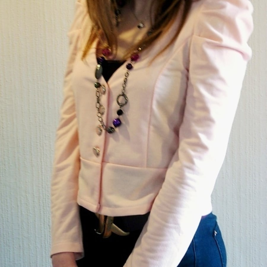 Pink Peplum Jersey Jacket