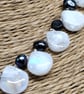 Messinghals 01. Rainbow Moonstone and Peacock Black Cultured Pearls Necklace by 