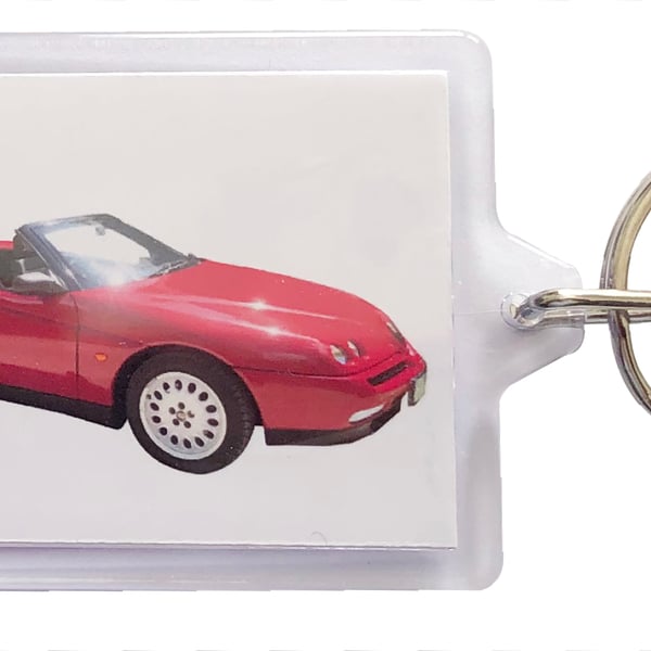 Alfa Romeo Spider 1996 - Keyring with 50x35mm Insert - Car Enthusiast