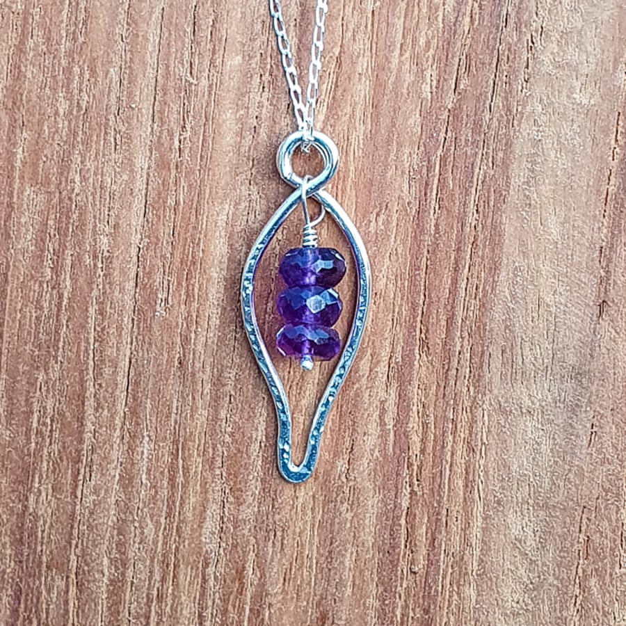 Sterling Silver and Amethyst Arum Lily Pendant