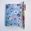 Pretty blue floral A7 mini pocket notebook