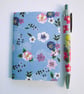 Pretty blue floral A7 mini pocket notebook