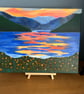 Mountain lake at sunset original in acrylics 20 x16"  - Image 2