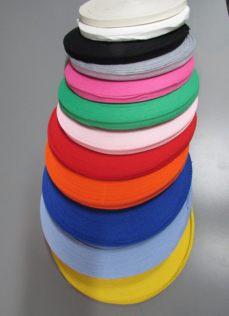 Herringbone Twill Tape 1cm 12 Colours Craft ApronDog Collar masks
