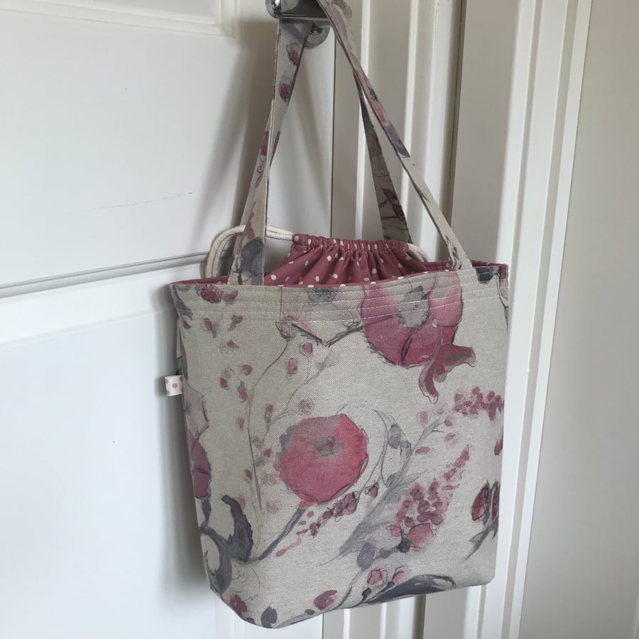 Floral and Spotty bag with drawstring cover