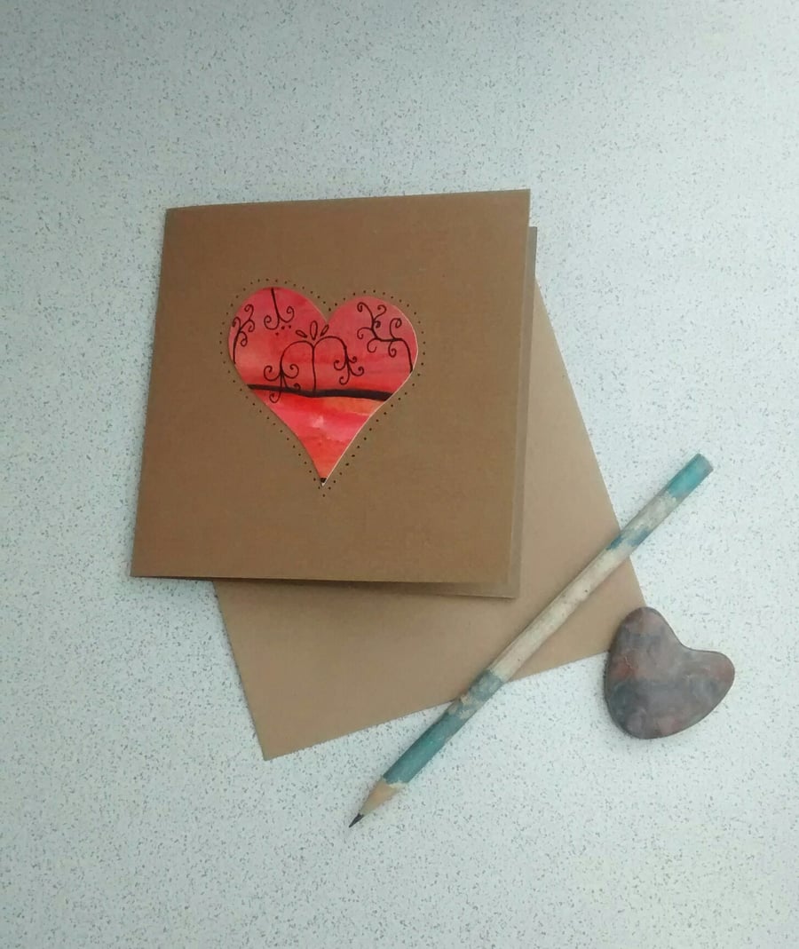 Valentine Card, Ruby Wedding Anniversary Card, Red Heart 