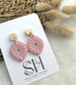 Pastel Boho Polymer Clay Earrings with Ash Wood Studs - Image 4