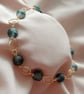 Forest Green Beaded Wire Link Bracelet, Handmade Statement Jewellery For H - Image 1