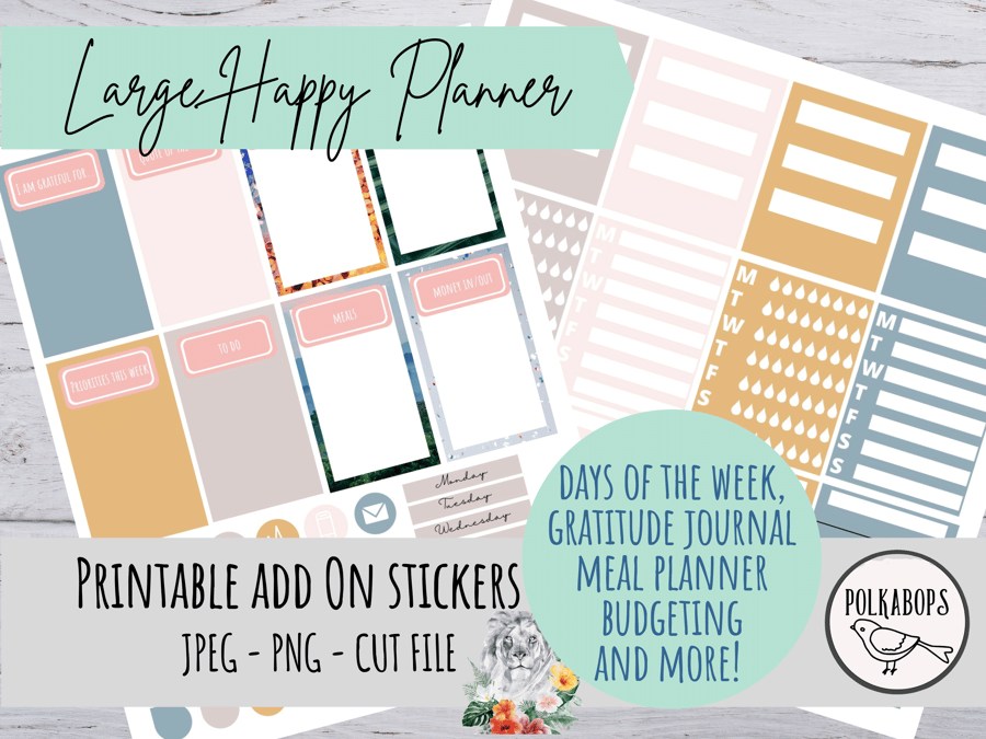ADD ON Large Happy Planner Vertical Planner Stickers Printable