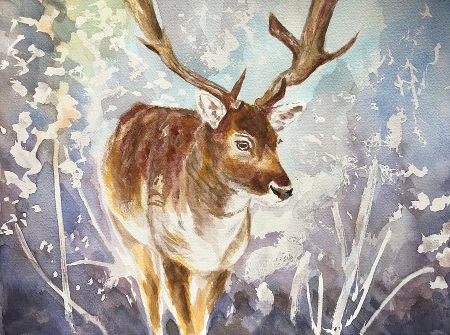 Giclee print of stunning stag painting