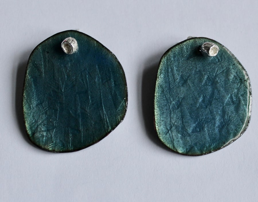 Blue Enamel Reversible Earrings