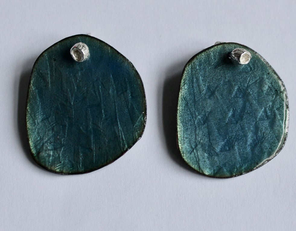 Blue Enamel Reversible Earrings