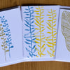 Set of blank cards, printed lino cards 