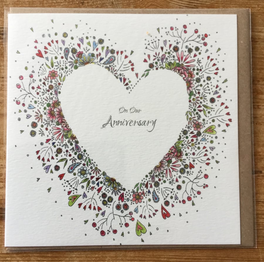 On our Anniversary heart Greeting card 