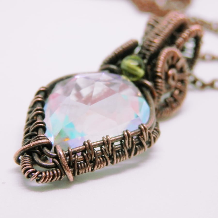 Elven Style Faceted Aurora Quartz Copper Necklace