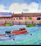 Lyme Regis, Harbour, Dorset, Original Watercolour In 14 x 11'' Mount - Image 1