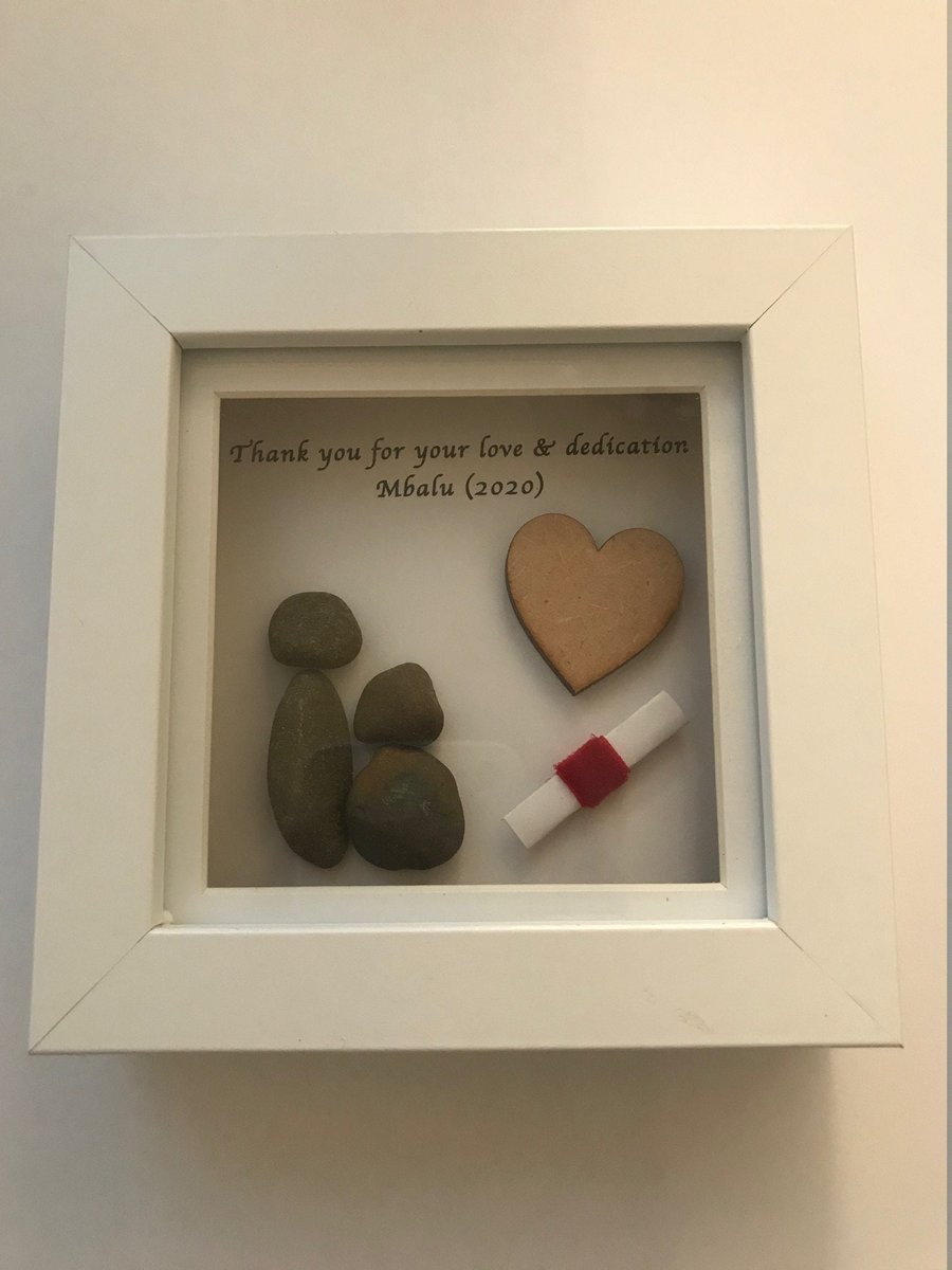 Teacher Gift, Kindergarten Teacher's Gift, Pebble artwork box frame, End of Scho