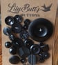 23 Vintage Mixed Black Buttons - Image 1