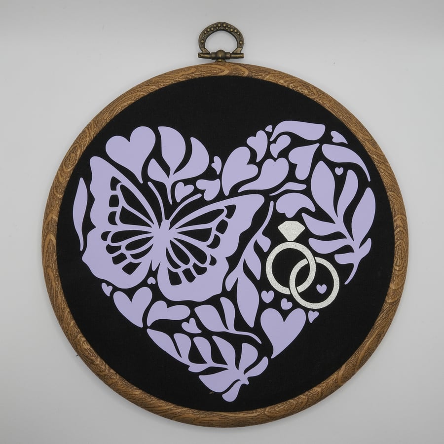 Heart Wedding Engagement Embroidery Hoop 