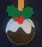Christmas Pudding Decorations Felt Ornament SECONDS SUNDAY - Image 2
