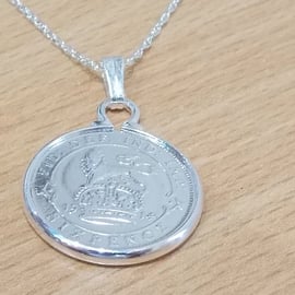 1920 104th Birthday Anniversary sixpence coin pendant plus 18inch SS chain gift