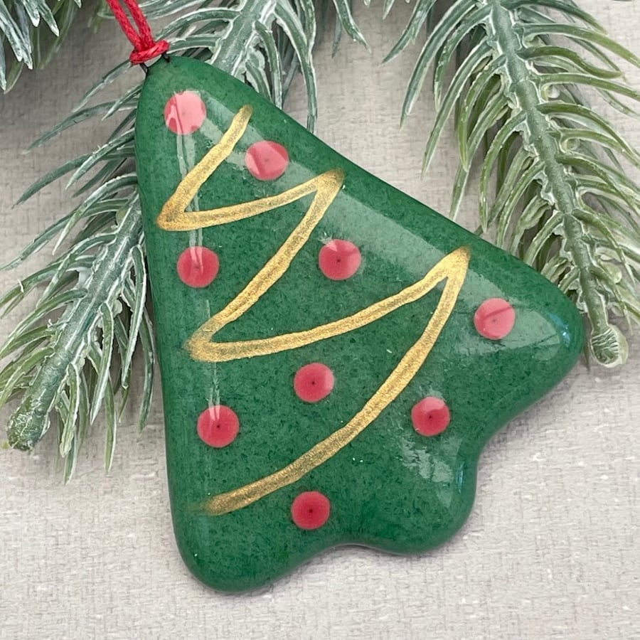 Christmas Tree - fused glass and enamel