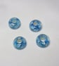 Pkt 4 Blue glass lampwork donut beads