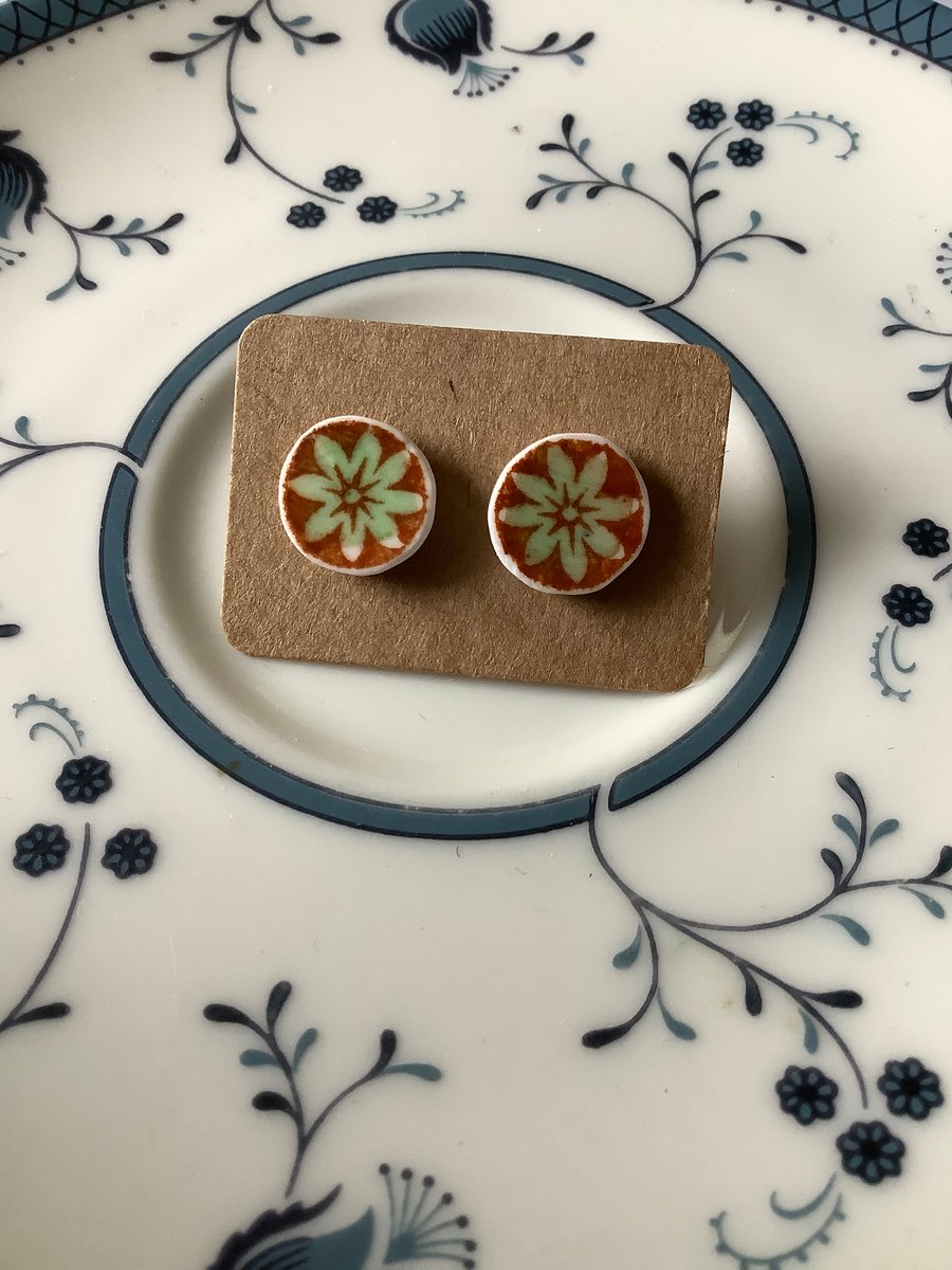 Handmade Ceramic Earrings, One of a Kind, Recycled Ceramic, Eco Friendly Gifts.