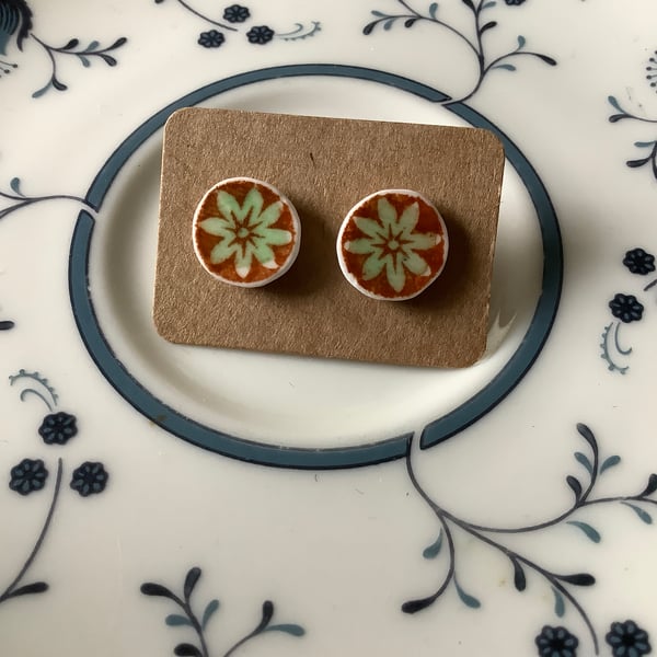 Handmade Ceramic Earrings, One of a Kind, Recycled Ceramic, Eco Friendly Gifts.