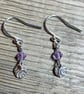 Tiny silver earrings with lilac Swarovski crystals - Image 2