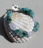 Amazonite & Crackled Clear Quartz Crystal Gemstone Bracelet "Amazon Dew" - Image 1