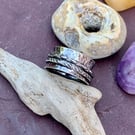 Rustic bohemian sterling silver spinner ring. Spinning ring for men and women. 