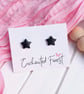 Black & Glitter Star Stud Earrings, Celestial Jewellery, Accessories & Gift
