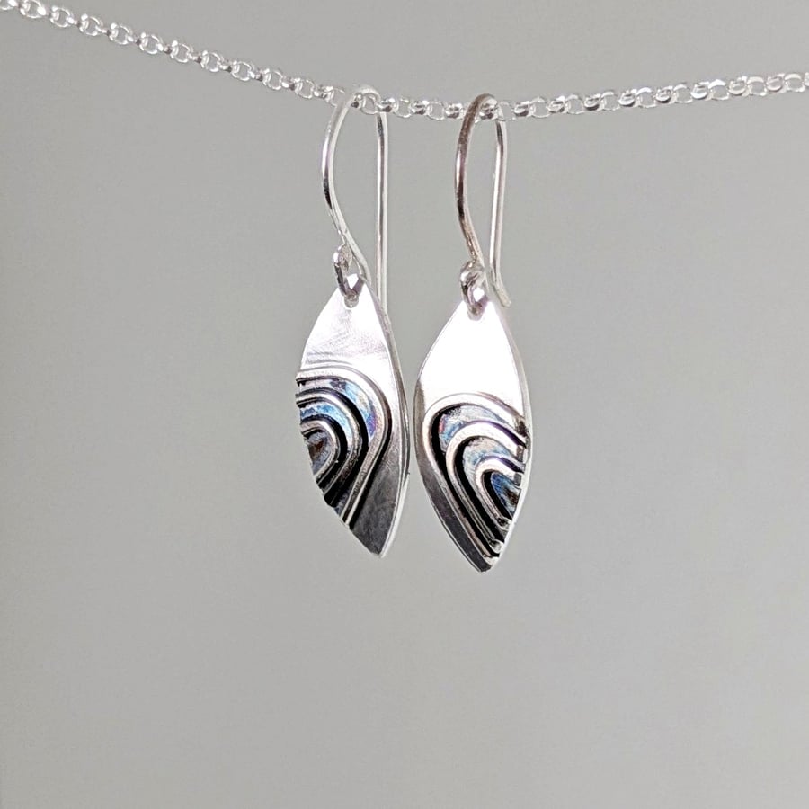 Curve earrings in a sterling silver with satin finish