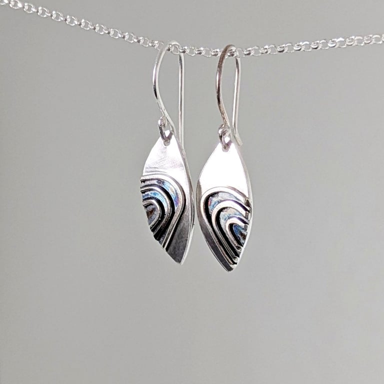 Curve earrings in a sterling silver with satin finish