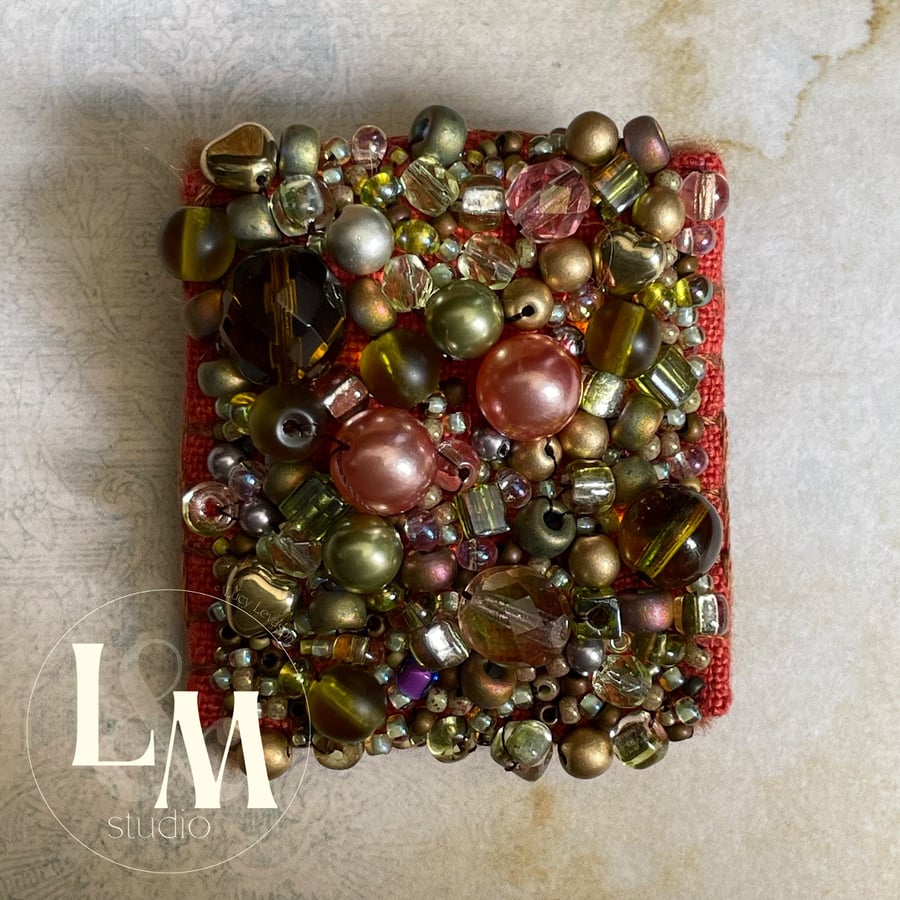 Autumn shades beaded brooch