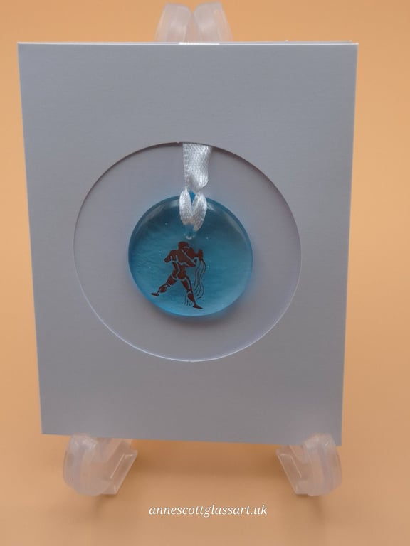 Aquarius Fused Glass Card