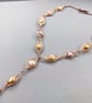 Cultured Pearl Copper Herringbone Y Lariat Necklace with Matching Earrings - Image 10