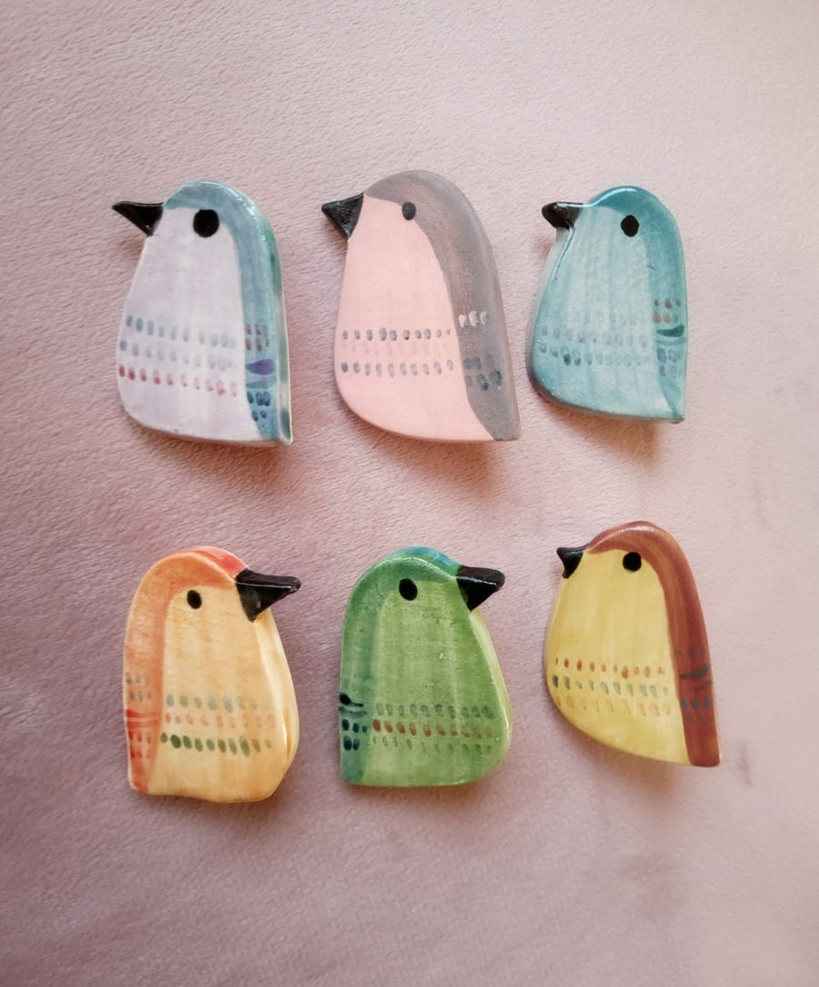 Cute ceramic bird brooch in various colours