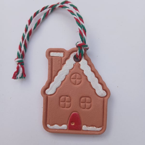 Gingerbread House Terracotta Christmas Decoration Tree Ornament